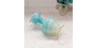 Vase Italian Murano Glass Swirl Ruffled vintage 